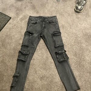 Aime Leon Dore Gray Skinny Jeans Distressed Urban Style